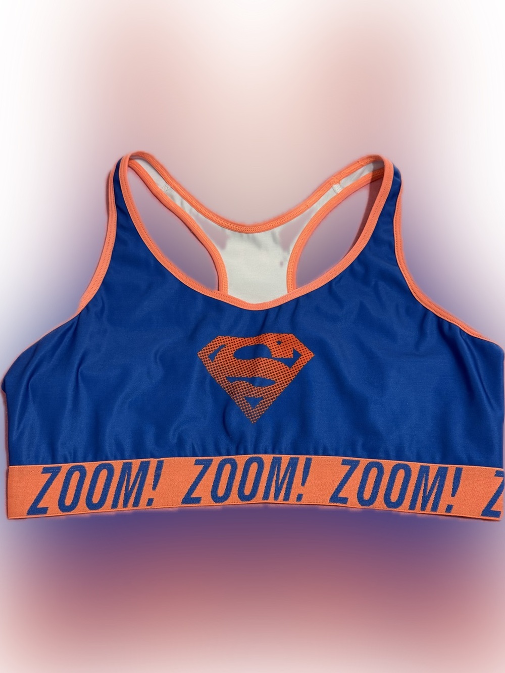 Blue Under Armor Supergirl Sports Bra with Orange Trim